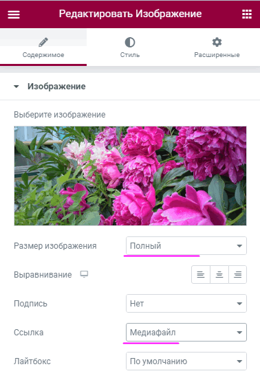 Elementor редактирование изображения