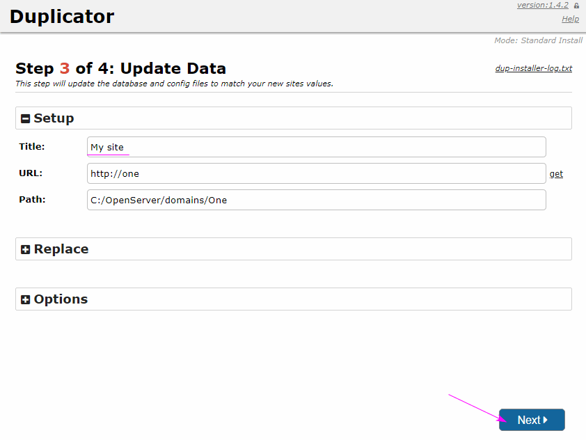 Duplicator восстановление из архива 5