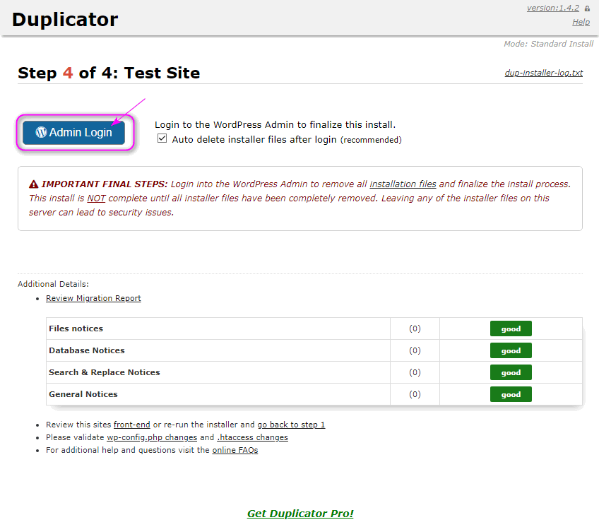 Duplicator восстановление из архива 6