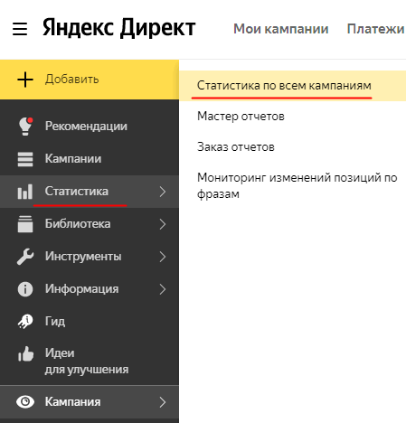 Статистика по всем кампаниям