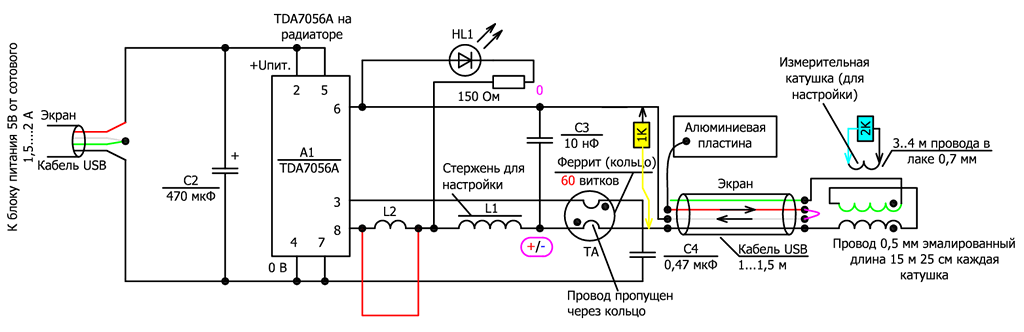 Схема настройки резонанса в режиме излучение