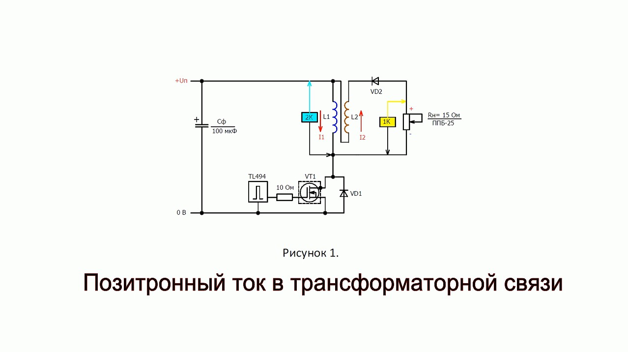 Позитронный ток в трансформаторной связи заставка