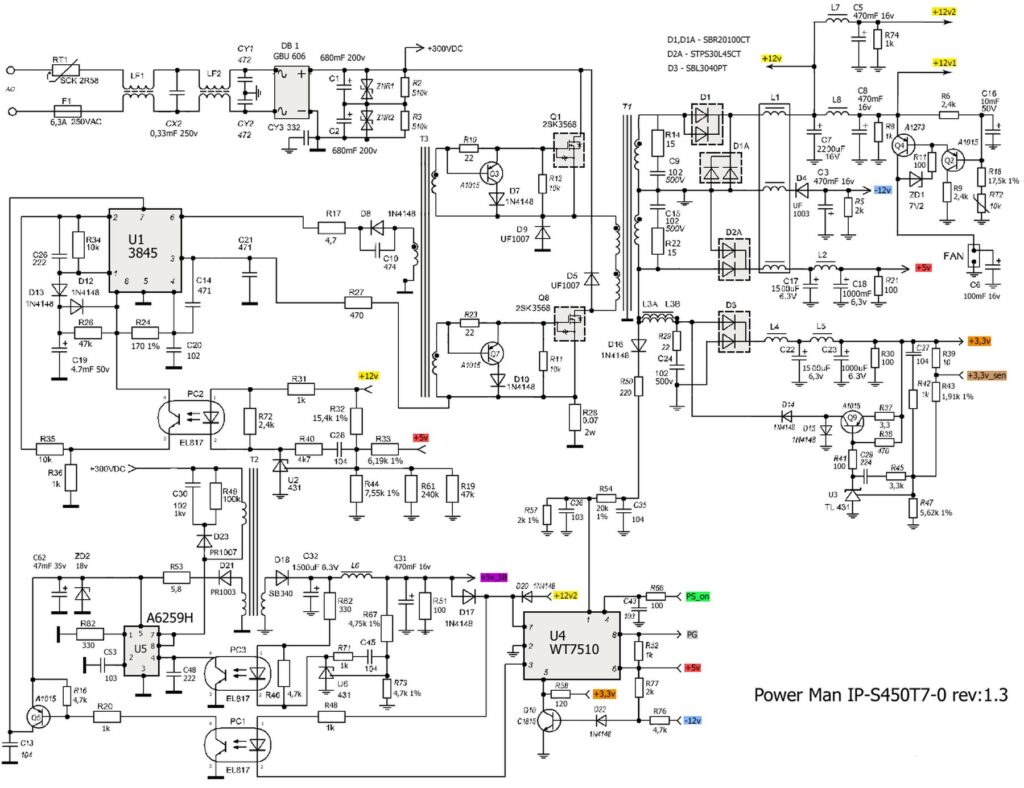 Схема блока питания 450 Вт